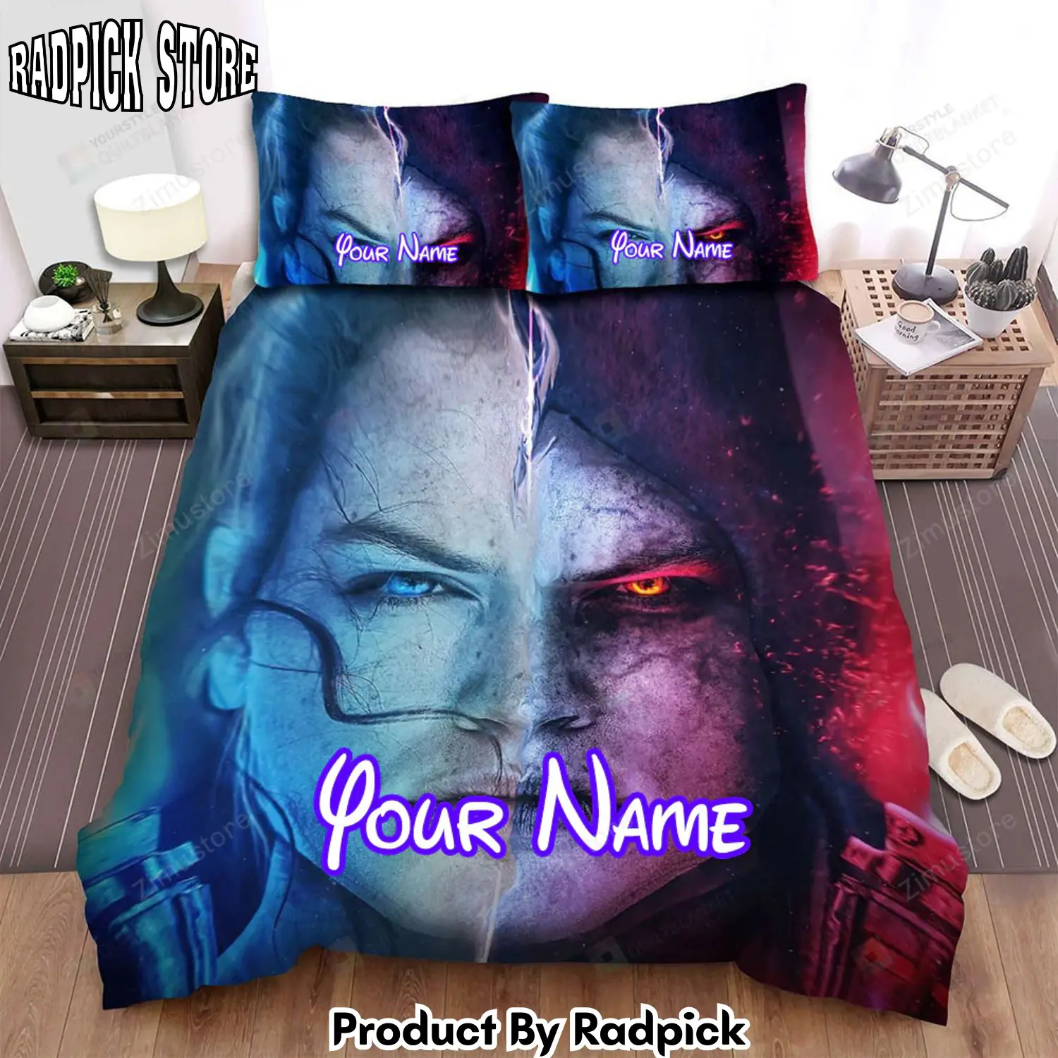 Radpick star wars episode ix the rise of skywalker two main actors fight with face of girl background movie poster bed sheets duvet cover personalized name bedding sets rp3271920